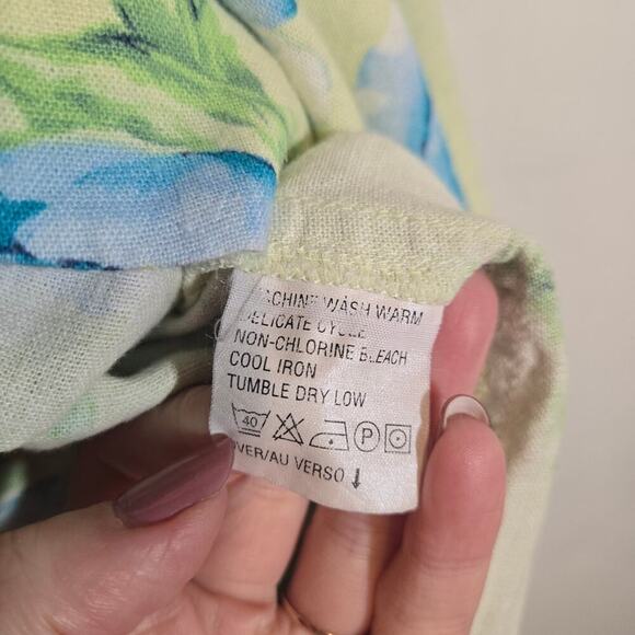 Vtg Liz Claiborne Liz/Wear Linen Rayon Spring Floral Midi Skirt Flower 90s 10 - Picture 5 of 7